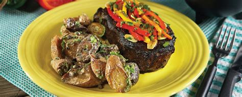 When oil is just about to smoke, add steak. Bush's® Caveman Steaks with Bell Pepper Pan-Fry | Smoked ...
