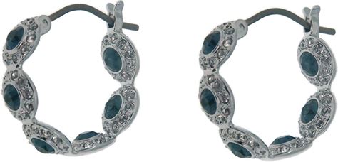 Amazon Com Swarovski Angelic Hoop Pierced Earrings Blue Rhodium