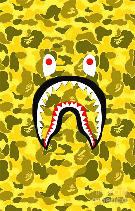 Bape Shark Gold Wallpaper Tag Arte Papel De Parede Rap Padrões De Fundo