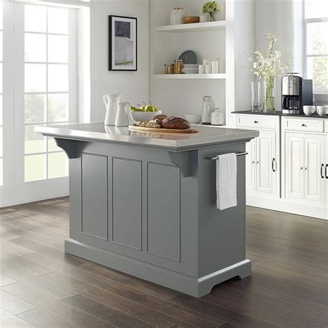Crosley Julia Stainless Steel Top Kitchen Island In Gray Homesquare