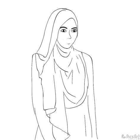 96 Gambar Sketsa Wajah Wanita Hijab Gudangsket