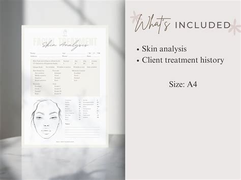 Skin Analysis Form Template Skincare Template Esthetician Facial Treatment Form Beauty Salon