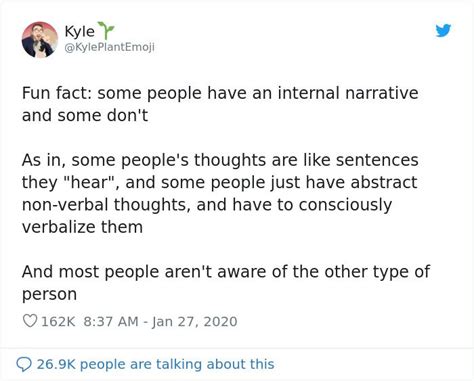 Guy Finds Out Not Everyone Has An Internal Monologue With Themselves