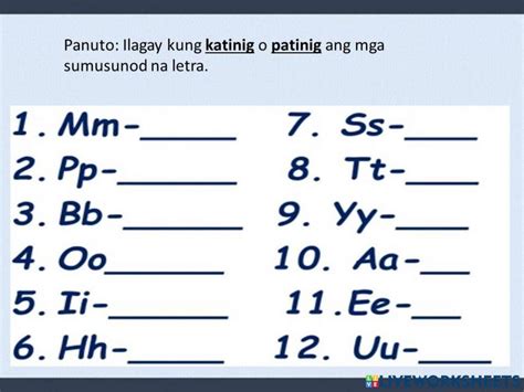 Katinig At Patinig Worksheet Live Worksheets