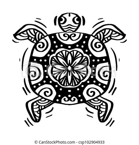 Hand Drawn Zentangle Turtle Illustration Canstock