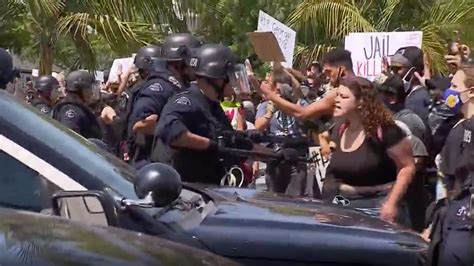 Cars Vandalized In Los Angeles And Rubber Bullets Fired At Protesters