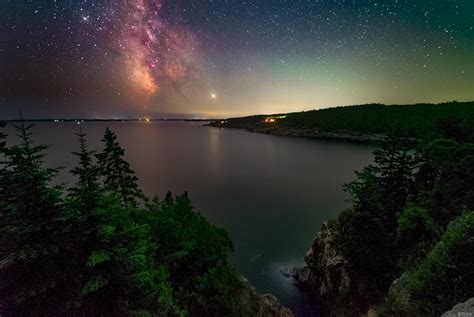 A Humid Hazy Night And A Setting Milky Way Overlooking Hunters Beach