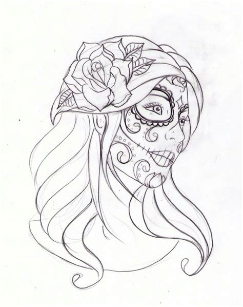 pin  deidra green  mandalas sugar skull girl skull coloring pages day   dead tattoo