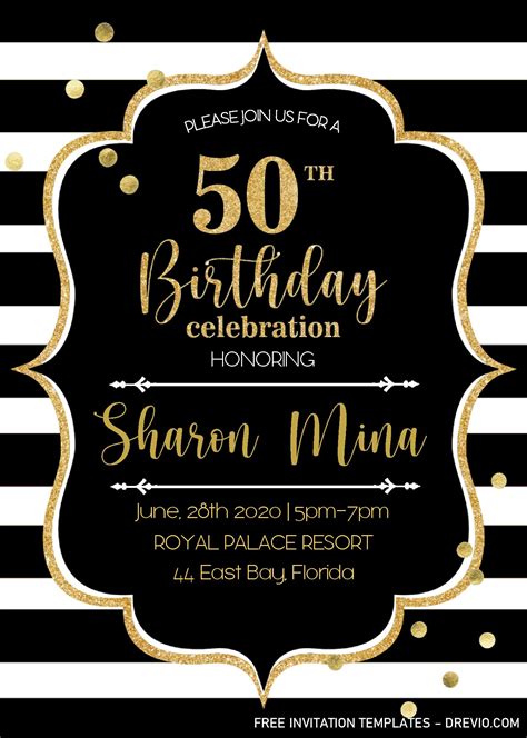 50th Birthday Party Invites Free Templates Printable Templates