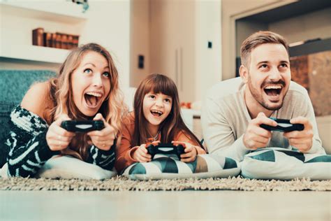 Parents Play Video Games With Their Children Stock Photo 01 Free Download