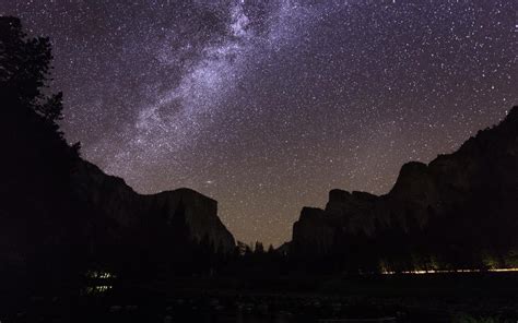 Stars Night Mountains Yosemite Hd Wallpaper Nature And Landscape