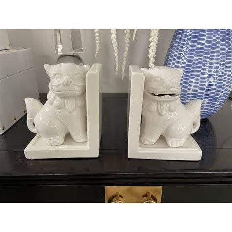 Early 21st Century Ceramic Foo Dog Bookend A Pair Chairish