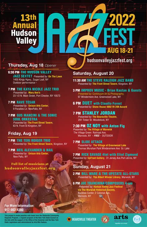13th Annual Hudson Valley Jazz Festival August 18 21 2022 Grateful Web