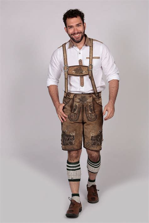 Mens Clothing Men Authentic Suede Leather German Lederhosen Traditional Style Oktoberfest Mens