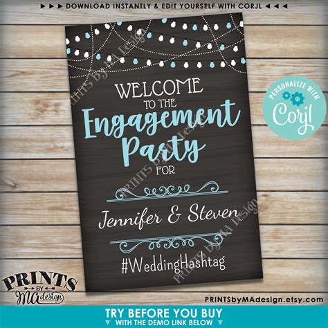 Engagement Party Sign Welcome Sign Custom Printable 24x36 Etsy