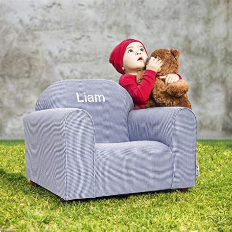 Personalized kids chairs & stools. Upholstered Personalized Kids Chair Checkers (Navy) Mini ...