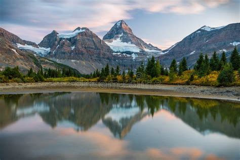 Colorfull Sunset Over Mount Assiniboine Stock Photo Image Of