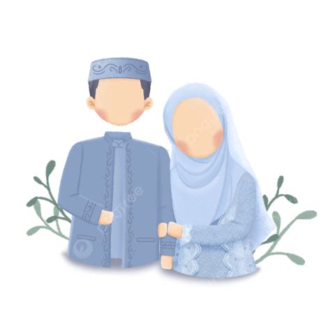 Pasangan Pengantin Muslim Biru Pasangan Pengantin Pasangan Muslim