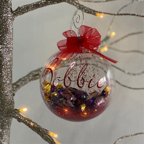 Clearglitter Personalised Christmas Bauble With Sweets Etsy Singapore
