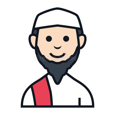 Muslim Man Beard Islam Smile Avatar People Character Stock Vector