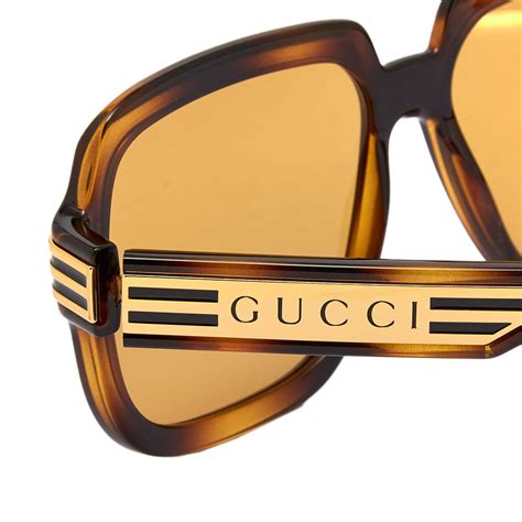 gucci eyewear injection sunglasses havana and brown end