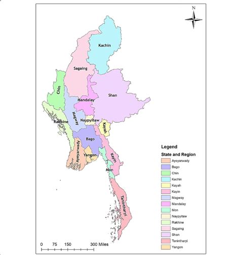 Map Of Myanmar Showing States And Regions Download Scientific Diagram