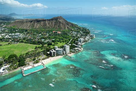 Aerial View Coastline With Diamond Head And East End Of Waikiki