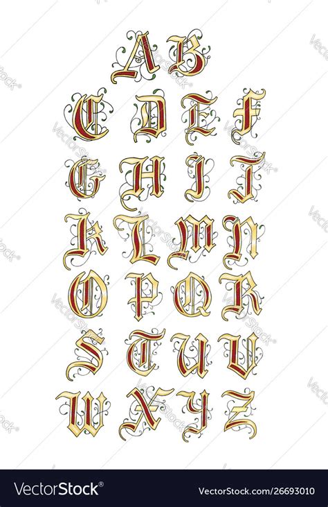 Medieval Alphabet Royalty Free Vector Image Vectorsto