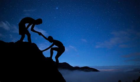 Free Images Mentor Help Climbing Hand Adventure Stars Mountain