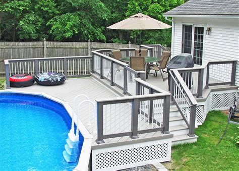 12x24 Oval Above Ground Pool With Decked Porch Entry And Gate