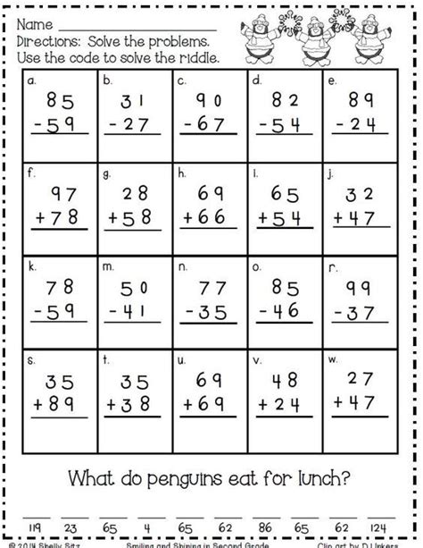 Winter Math For 2nd Grade 2 Digit Addition And Subtraction 2nd