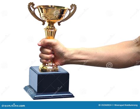 Hand Holding A Trophy Stock Photo Image Of Success Holding 35260824