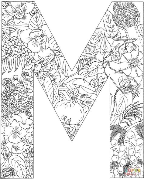Download printable letter c coloring page. Letter M with Plants coloring page | Free Printable ...
