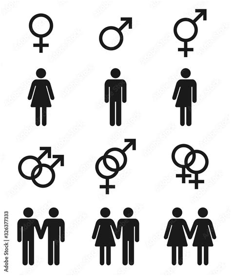 Set Of Gender Symbols Male Female And Transgender Sexual Preference Icons Stock Vektorgrafik