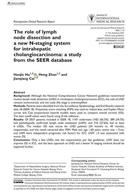 Pdf The Role Of Lymph Node Dissection And A New N Staging System For
