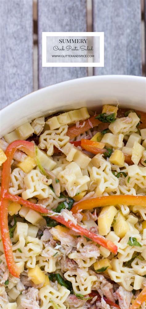 Makes 10 to 12 servings. Summery Crab Pasta Salad Recipe | Glitter & Spice | Recipe ...