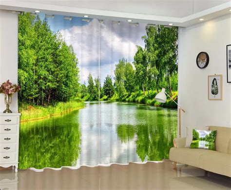 Scenery Of The Lake Luxury 3d Curtains Drapes Custom Living Room Bed