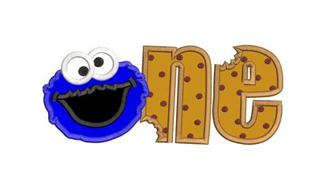 Cookie Monster One Birthday Applique Embroidery Design Instant