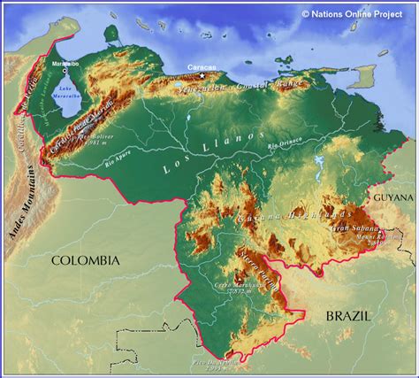 Topographic Map Of Venezuela In 2021 Venezuela Mexico Map Costa