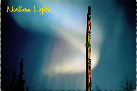 Postcard Northern Lights Totem Pole Aurora Borealis University Of
