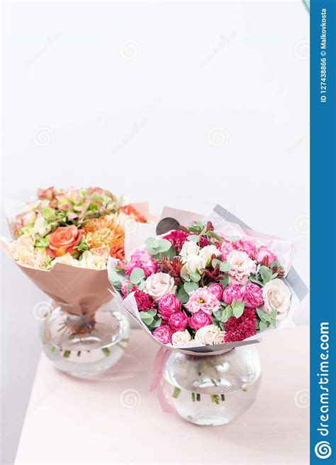 Two Beautiful Spring Bouquet Flowers Arrangements With Various Of