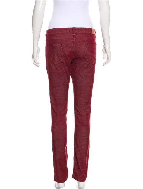 Burgundy ¨ Toile Isabel Marant Mid Rise Corduroy Pants Featuring Five