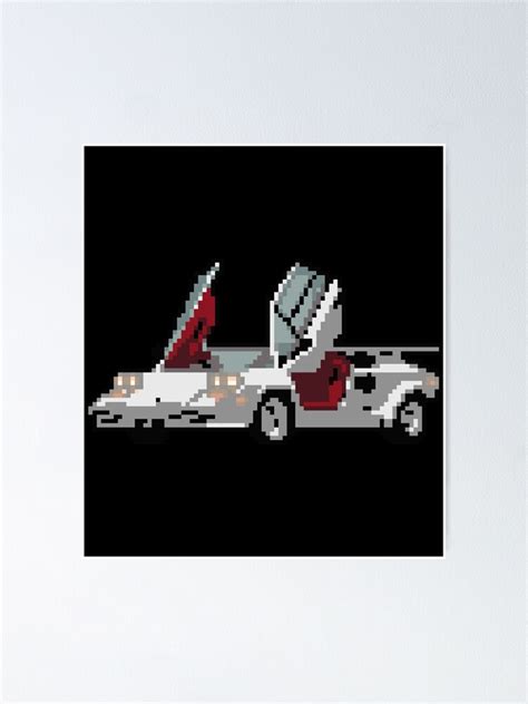 Lamborghini Pixel Art Countach Sticker Poster By Cohenashl6 Redbubble