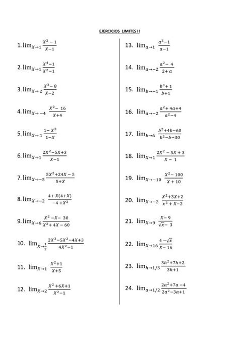 10 Ejercicios De Limites Resueltos