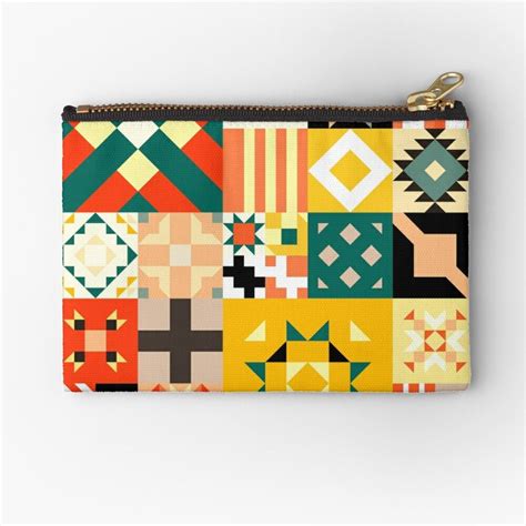 Colorful Abstract Geometric Cube Collage Pattern Design Zipper Pouch By