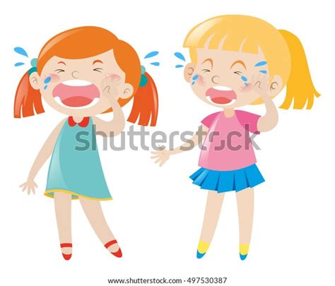 Two Unhappy Girls Crying Illustration Stock Vector Royalty Free