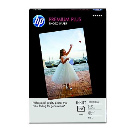 Hp Premium Plus Photo Paper High Gloss 100 Sheets 4 X 6 Inches Borderless