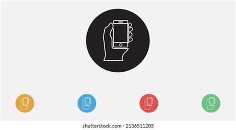 Mobile Phone Hand Iconhand Holding Smartphone Stock Vector Royalty