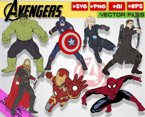 Avengers marvel SVG PNG 9 files Marvel svg Avengers svg | Etsy