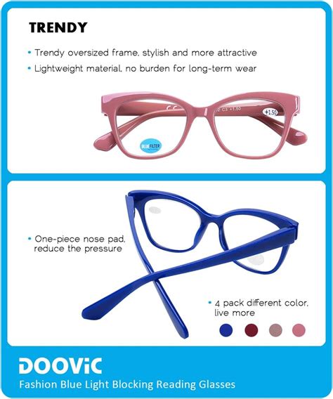 buy doovic 4 pack reading glasses blue light blocking computer readers anti eyestrain new